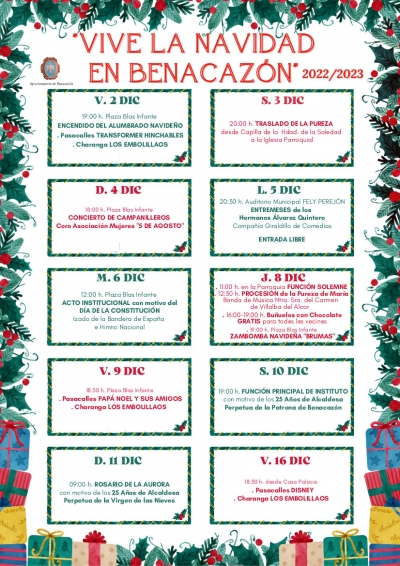 "Vive la Navidad en Benacaz&oacute;n" tendr&aacute; lugar del 2 de diciembre al 5 de enero