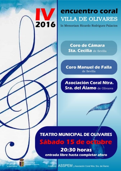 El IV Encuentro Coral "Villa de Olivares" se celebra el s&aacute;bado 15 de octubre en el Teatro Municipal