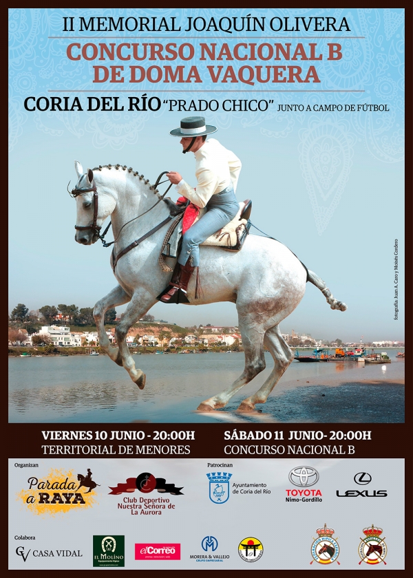 Coria del R&iacute;o re&uacute;ne a los mejores jinetes de Doma Vaquera en el II Memorial Joaqu&iacute;n Olivera