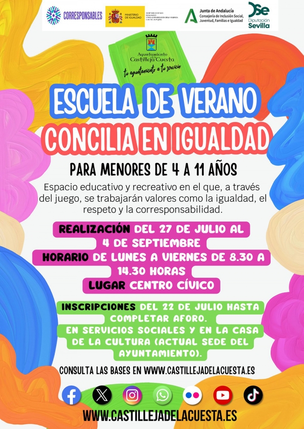 El Ayuntamiento pone en marcha la Escuela de Verano 'Concilia en Igualdad' para ni&ntilde;os y ni&ntilde;as