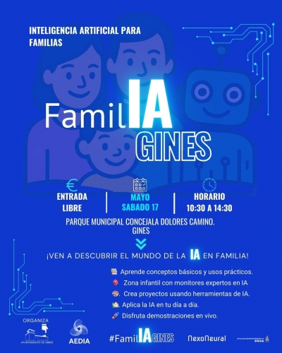 Gines acoge este s&aacute;bado  d&iacute;a 17 un evento pionero de Inteligencia Artificial para familias