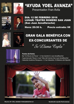 Artistas de la copla participar&aacute;n en la Gran Gala Ben&eacute;fica &ldquo;Ayuda a Yoel a avanzar&rdquo;