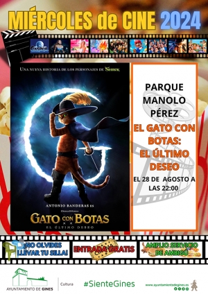 Los &lsquo;Mi&eacute;rcoles de cine&rsquo; llegan esta semana al Parque Manolo P&eacute;rez con &lsquo;El gato con botas: el &uacute;ltimo deseo&rsquo;