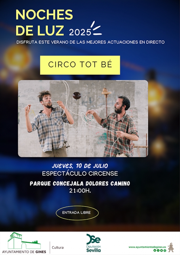Las &lsquo;Noches de Luz&rsquo; vuelven a iluminar Gines con tres espect&aacute;culos gratuitos en el mes de julio